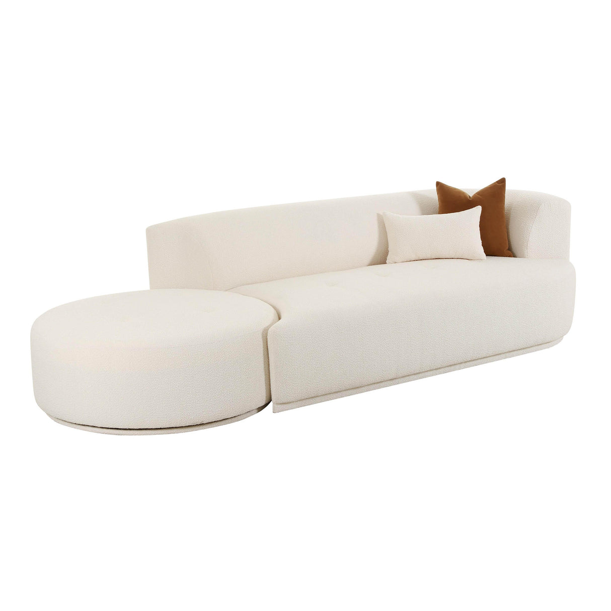 Fickle 112" 2-Piece Cream Boucle Chaise Modular Sofa