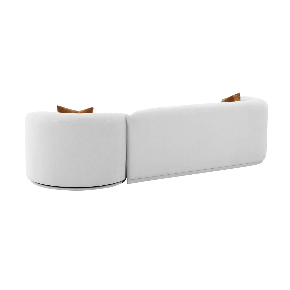 Fickle 112" 2-Piece Grey Velvet Modular Sofa