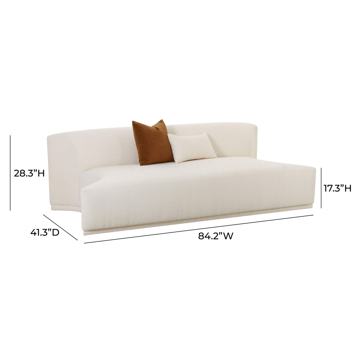 Fickle 84" Cream Performance Boucle Modular Armless Loveseat - View 6