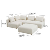 Hangover 4-Piece Cream Boucle Modular Chaise Sectional