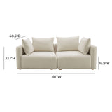 Hangover 81" Cream Performance Linen Loveseat