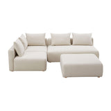 Hangover 4-Piece Cream Performance Linen Modular Chaise Sectional