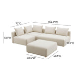 Hangover 4-Piece Cream Performance Linen Modular Chaise Sectional