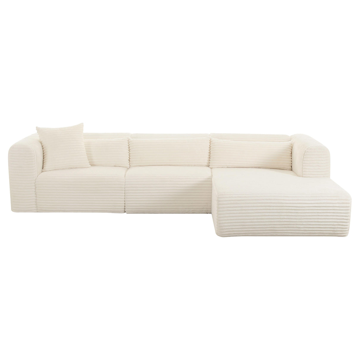 Tarra 3-Piece Fluffy Oversized Corduroy Modular L-Shaped Sectional