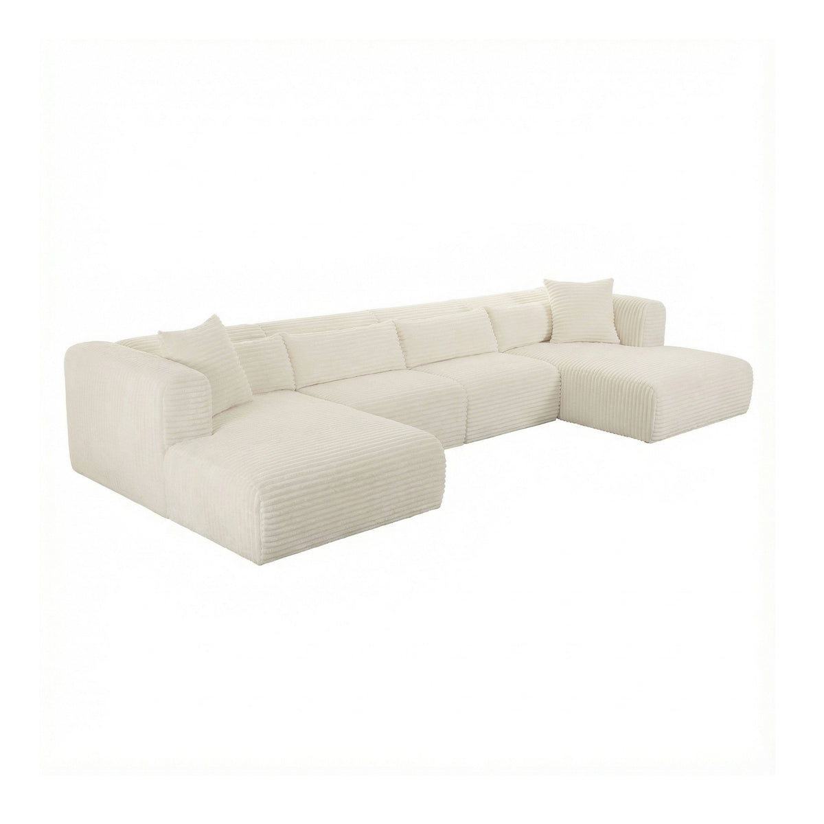 Tarra 4-Piece Fluffy Oversized Performance Corduroy Modular U-Sectional - View 10