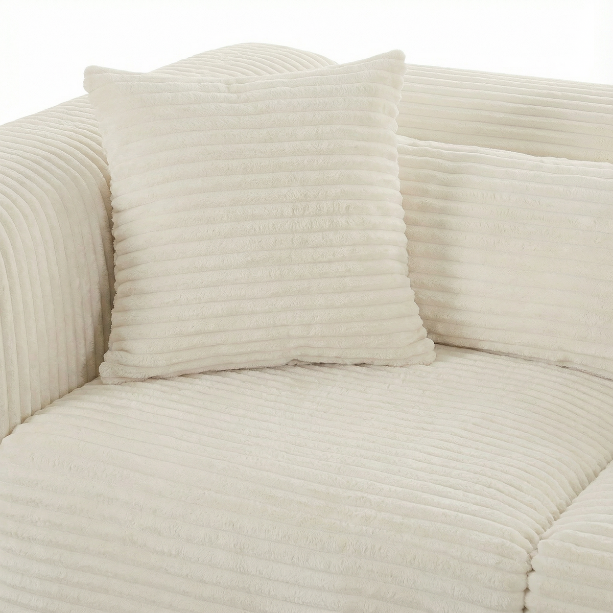 Tarra 4-Piece Fluffy Oversized Performance Corduroy Modular U-Sectional - View 12