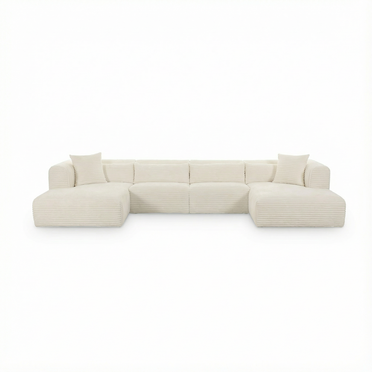 Tarra 4-Piece Fluffy Oversized Performance Corduroy Modular U-Sectional - View 8