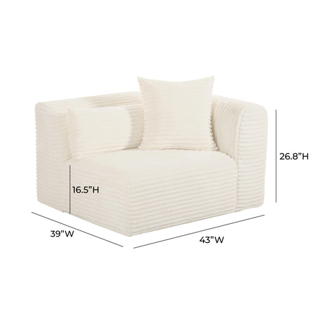Tarra Fluffy Oversized Performance Corduroy Modular Corner Chair - View 6