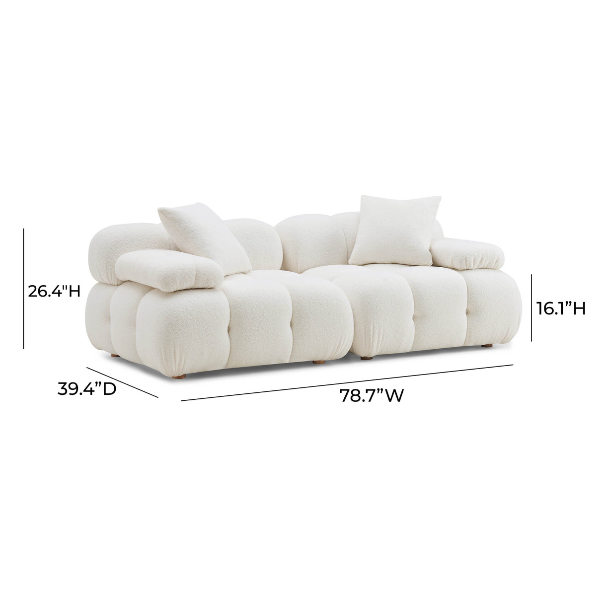 Calliope 79" Vegan Shearling Modular Loveseat