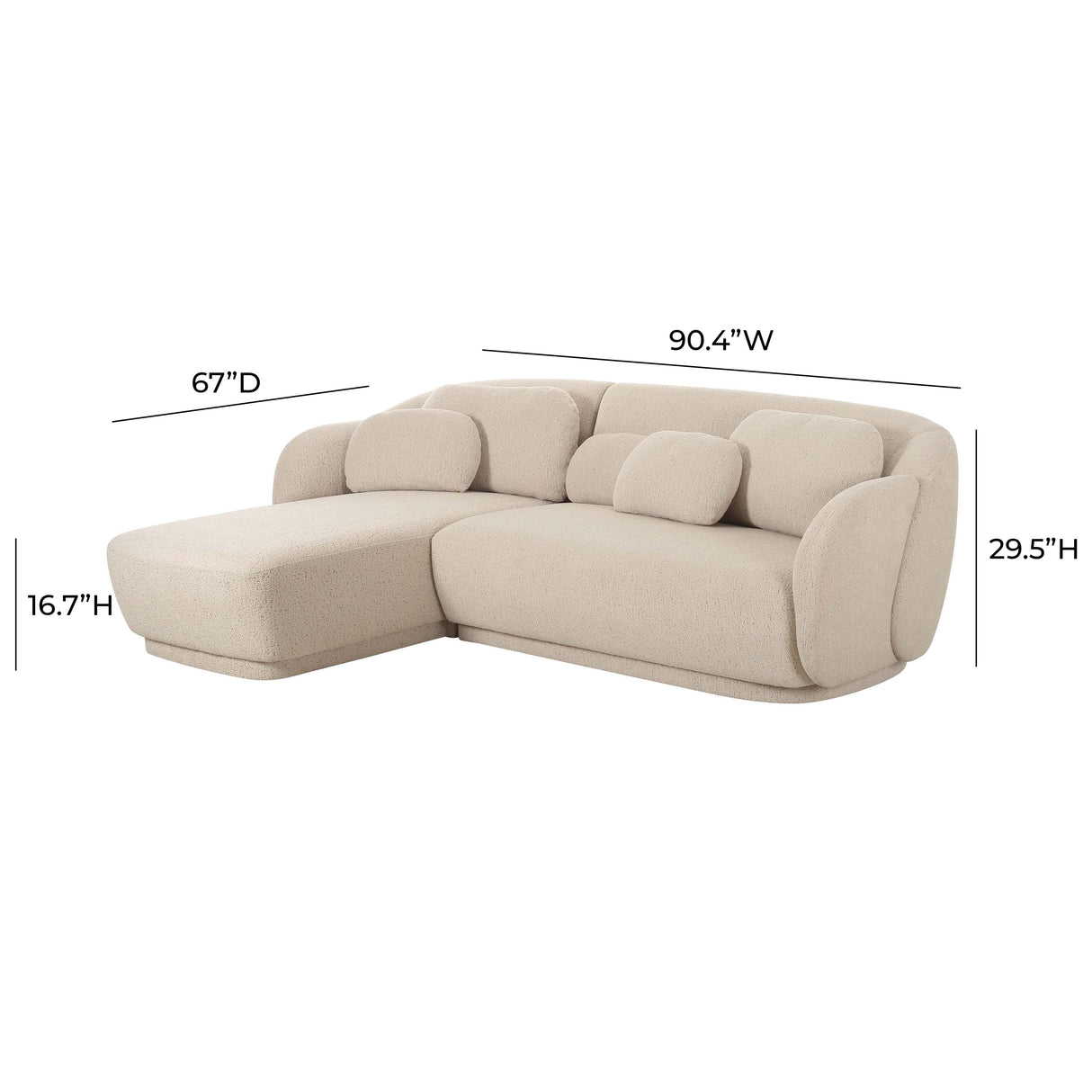 Misty 2-Piece Cream Boucle L-Shaped Sectional