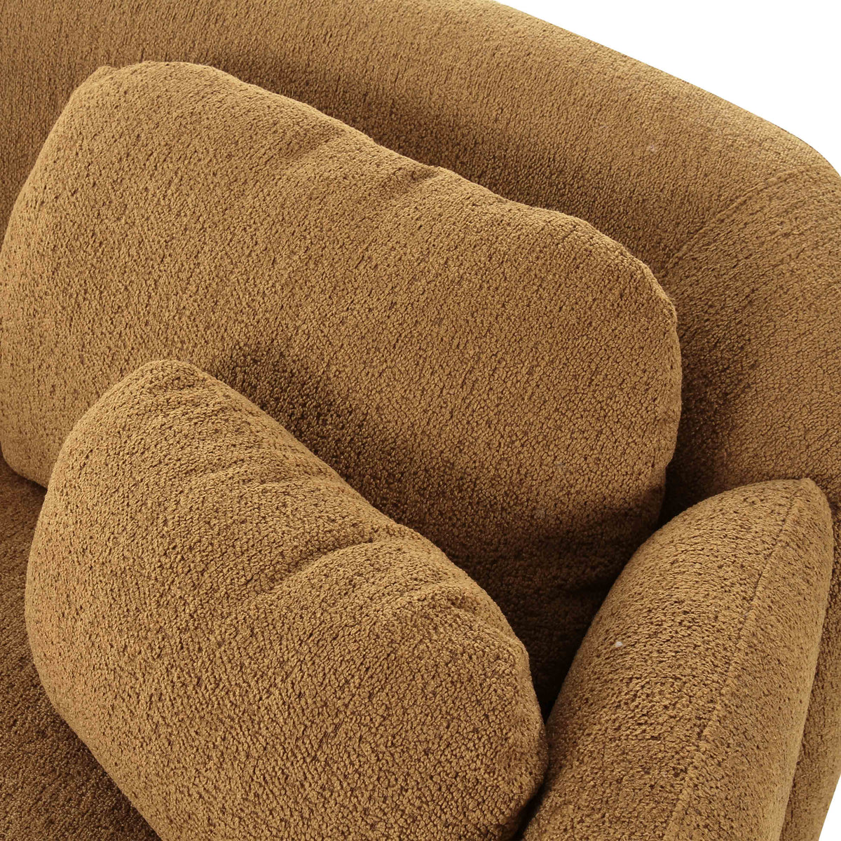 Misty 90 Inch Boucle Couch Corner Profile and Armrest Curve