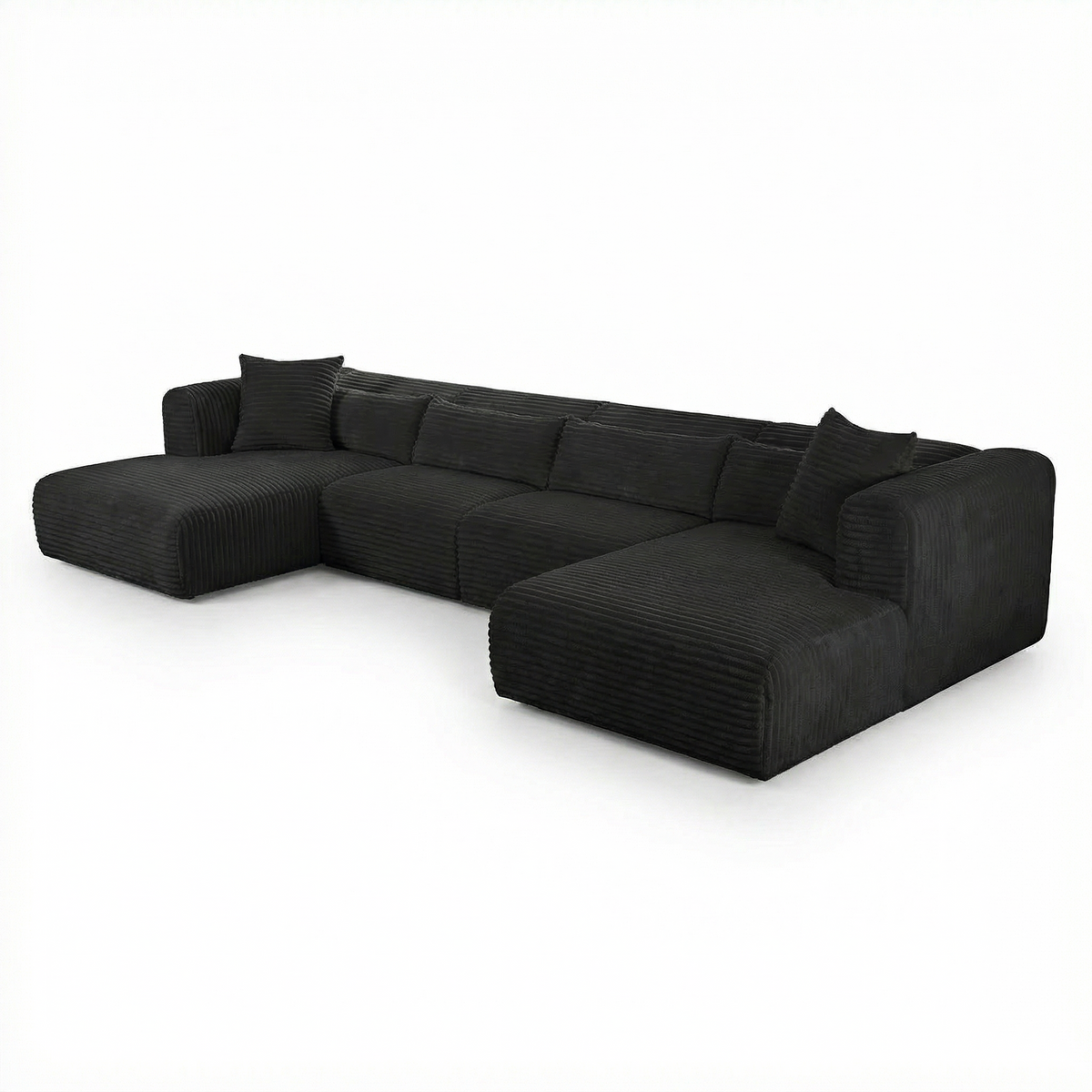 Tarra 4-Piece Fluffy Oversized Performance Corduroy Modular U-Sectional - View 4