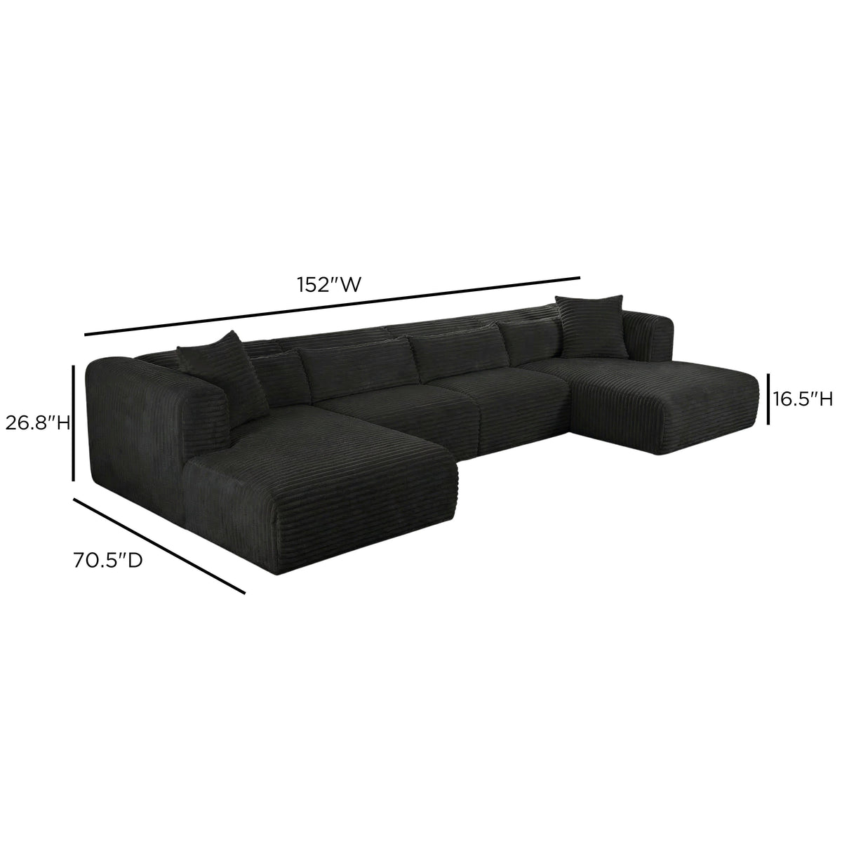 Tarra 4-Piece Fluffy Oversized Performance Corduroy Modular U-Sectional - View 7