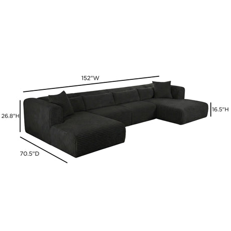 Tarra 4-Piece Fluffy Oversized Performance Corduroy Modular U-Sectional - View 7
