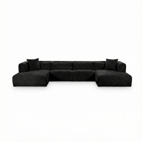 Tarra 4-Piece Fluffy Oversized Performance Corduroy Modular U-Sectional - View 1