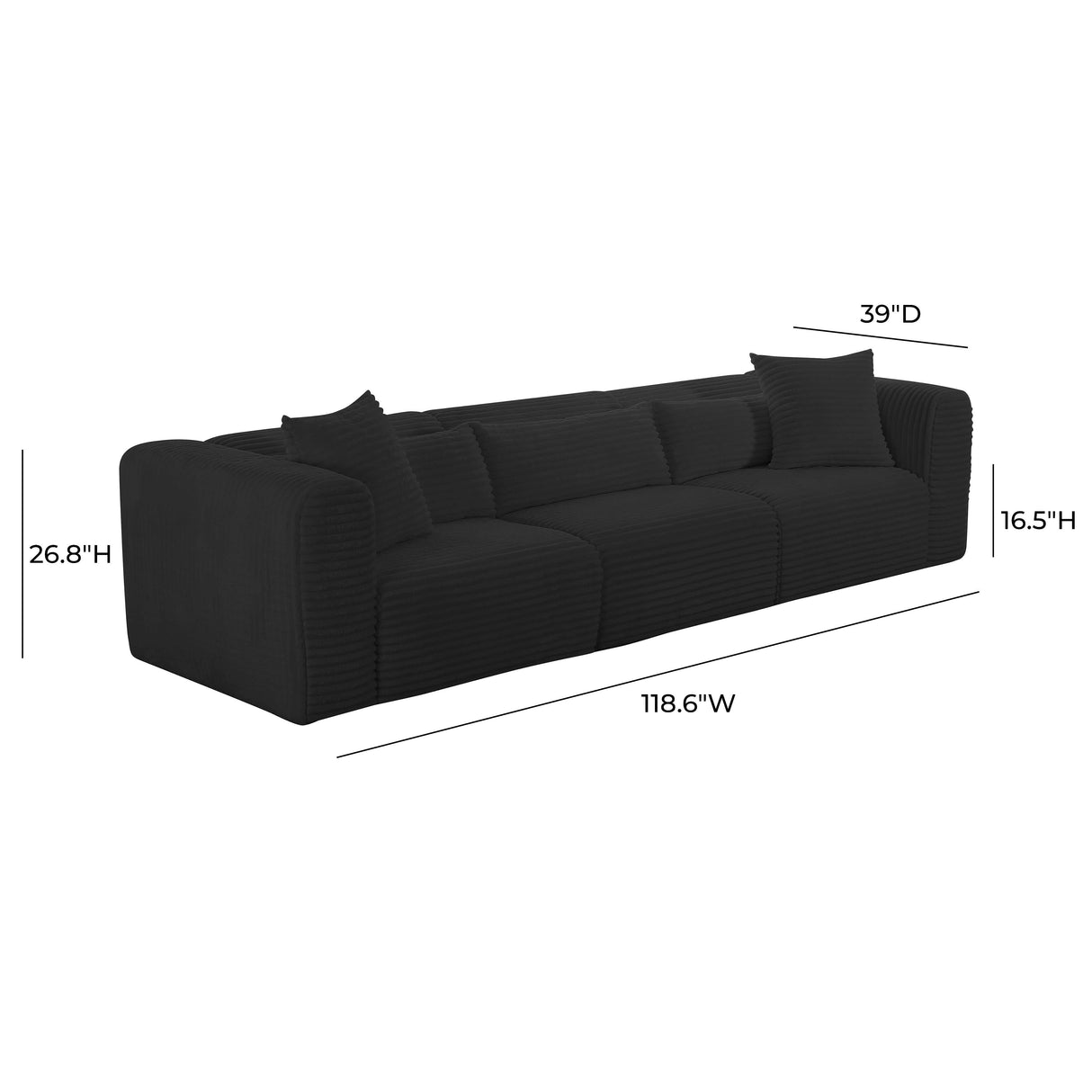 Tarra 118" Fluffy Oversized Corduroy Modular Sofa