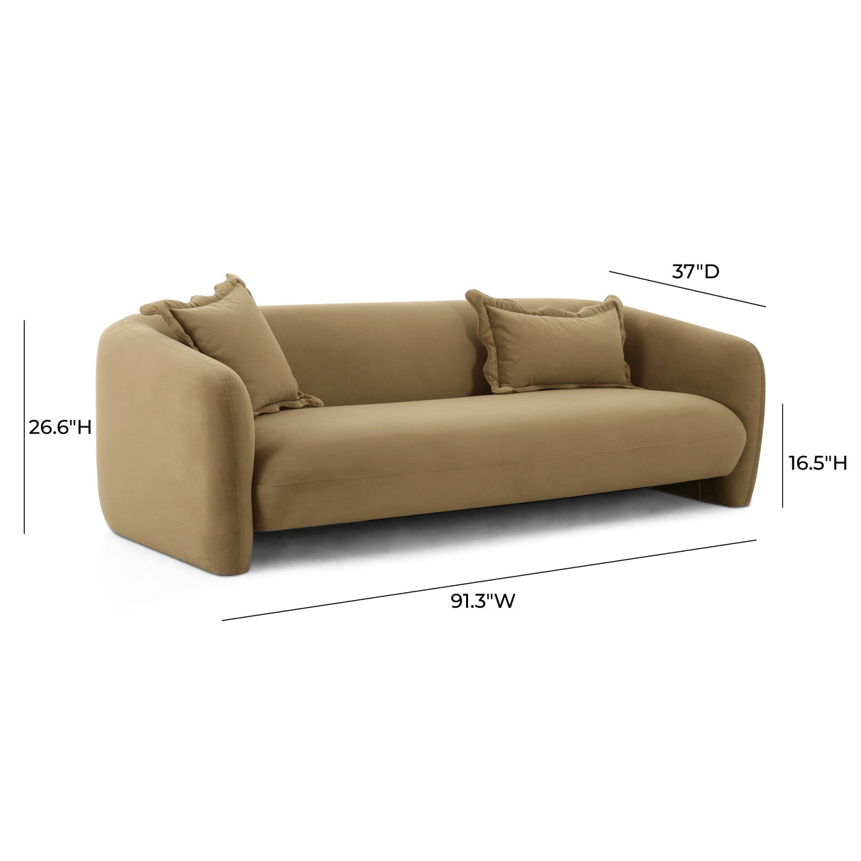 Lou 91" Cafe Au Lait Performance Velvet Sofa