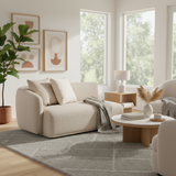 Sylvie 59" Cream Boucle Arm Loveseat