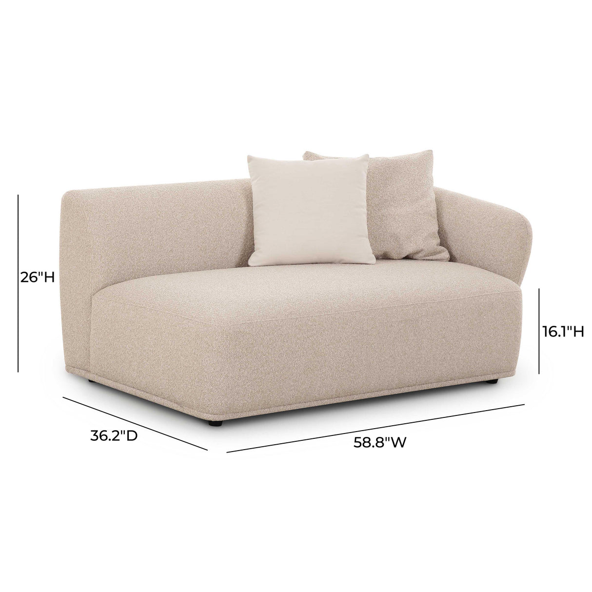 Sylvie 59" Cream Boucle Arm Loveseat