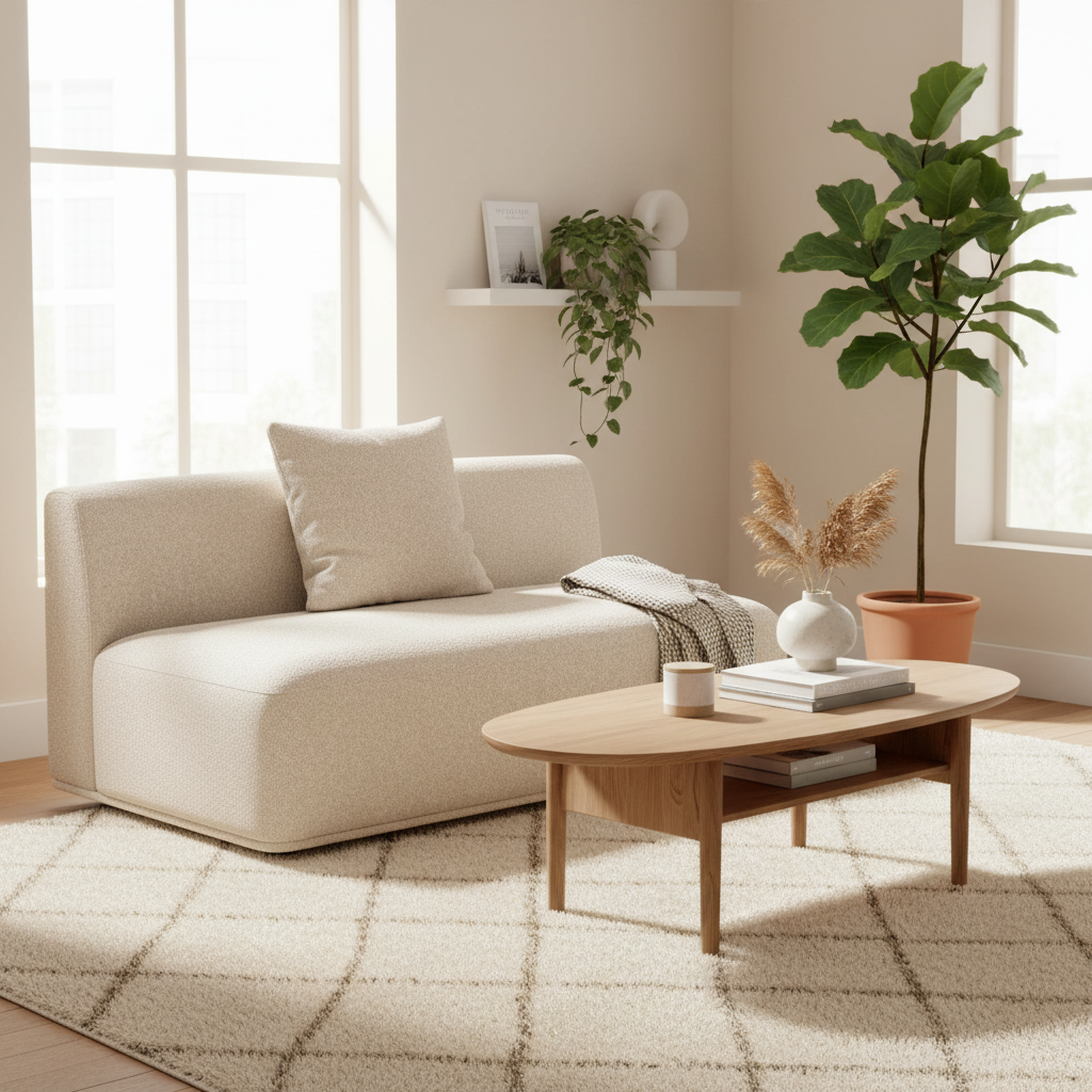 Sylvie 54" Cream Boucle Armless Loveseat