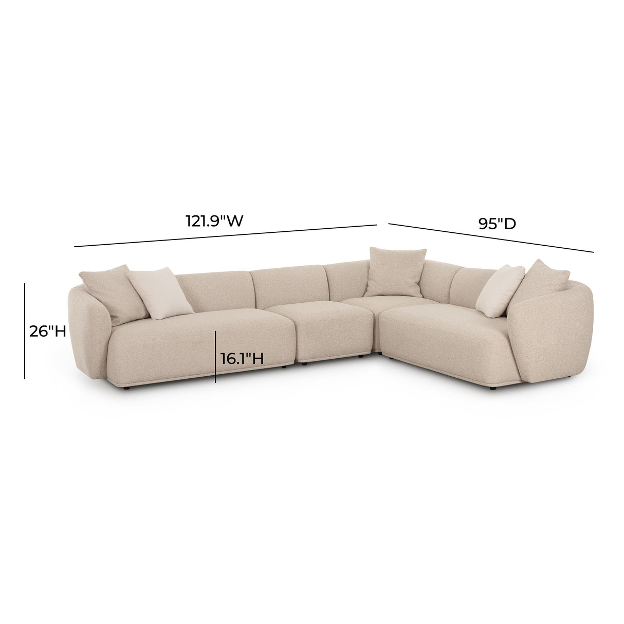 Sylvie 4-Piece Cream Boucle Sectional
