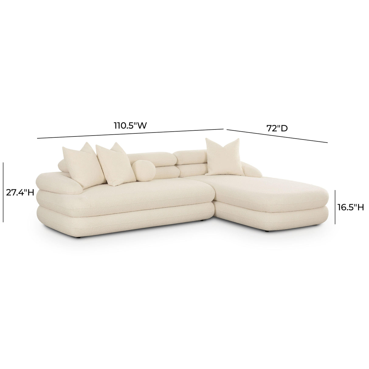 Lulu 2-Piece Cream Boucle L-Shaped Sectional