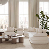 Lulu 3-Piece Cream Boucle Modular Curved L-Sectional