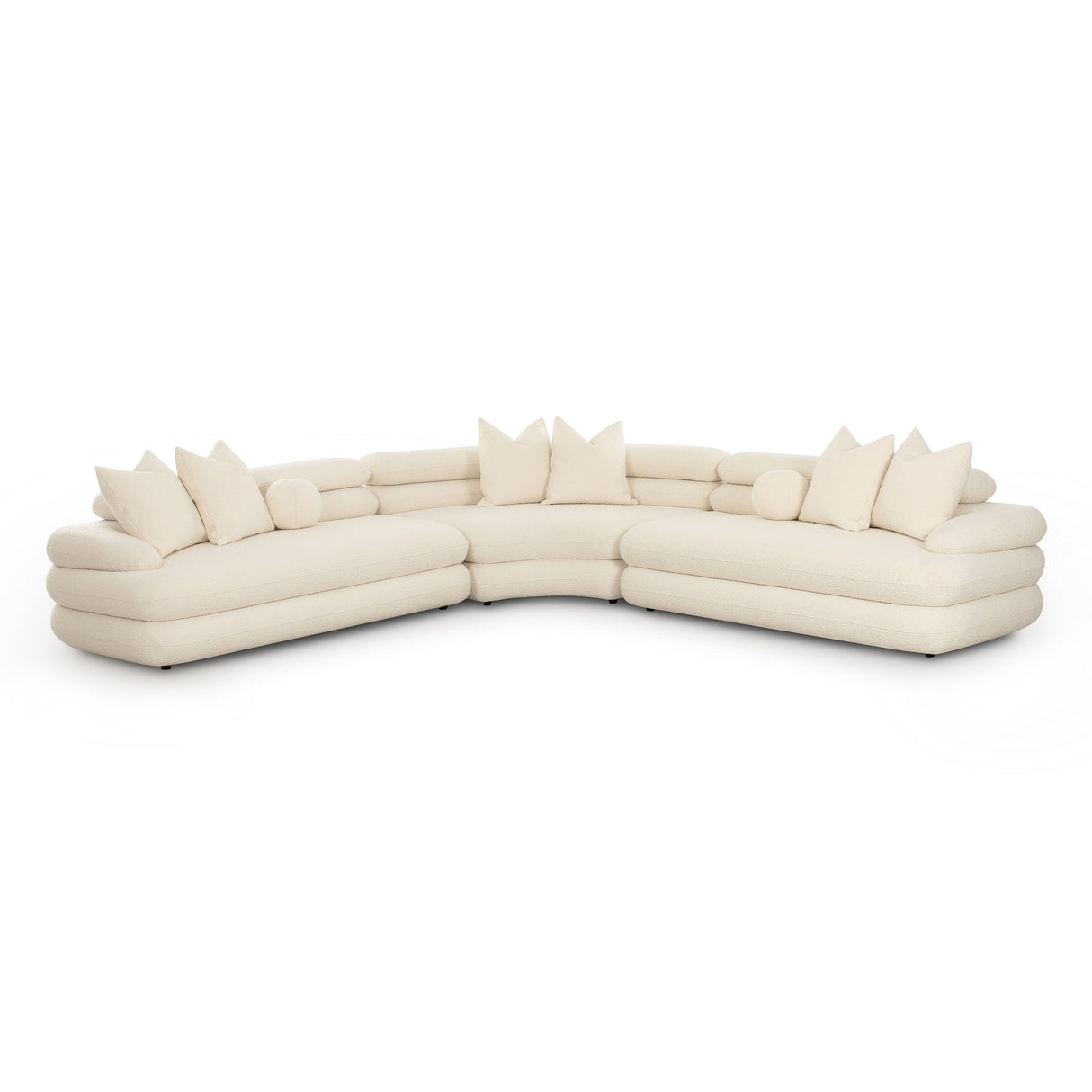 Lulu 3-Piece Cream Boucle Modular Curved L-Sectional