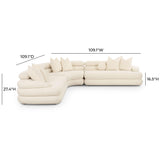 Lulu 3-Piece Cream Boucle Modular Curved L-Sectional