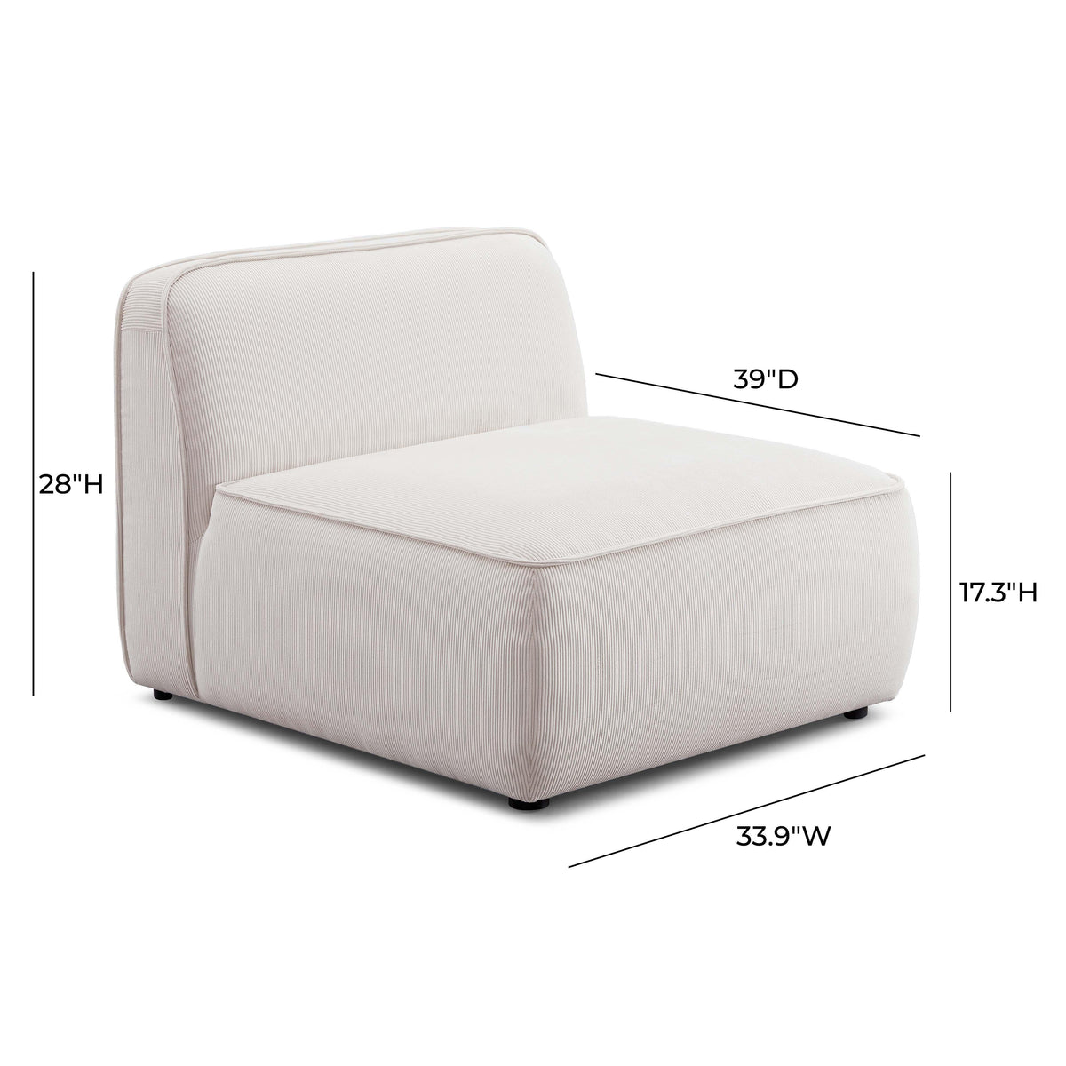 Travie Performance Corduroy Velvet Armless Chair - View 4