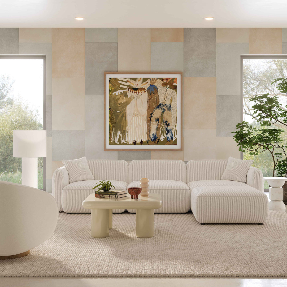 Travie 4-Piece Performance Corduroy Velvet Modular Sectional