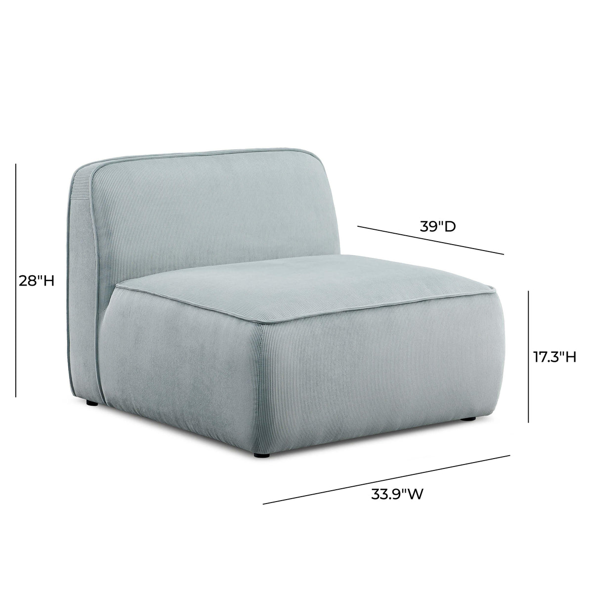 Travie Performance Corduroy Velvet Armless Chair - View 10