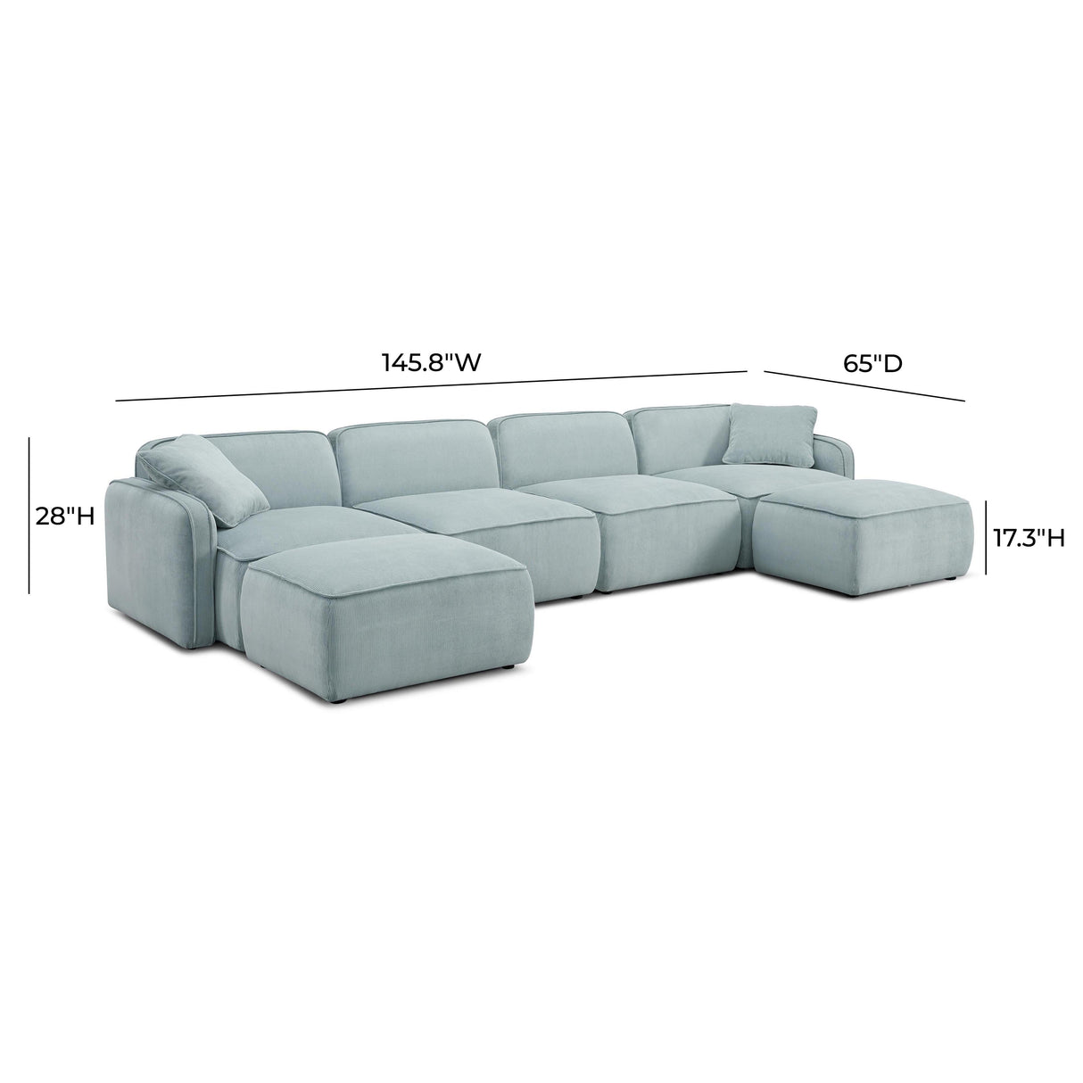 Travie 6-PiecePerformance Corduroy Velvet  Modular U-Sectional