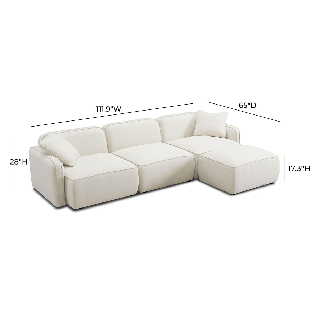 Travie 4-Piece Sand Upcycled Linen Modular Sectional