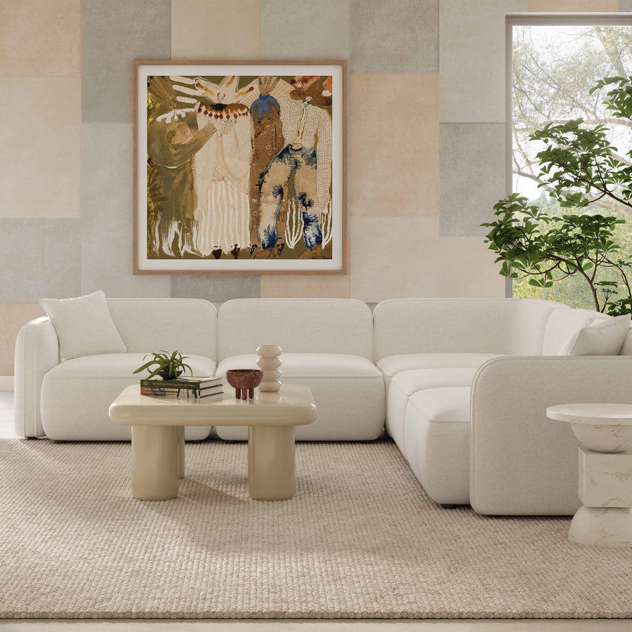 Travie 5-Piece Sand Upcycled Linen Modular L-Sectional