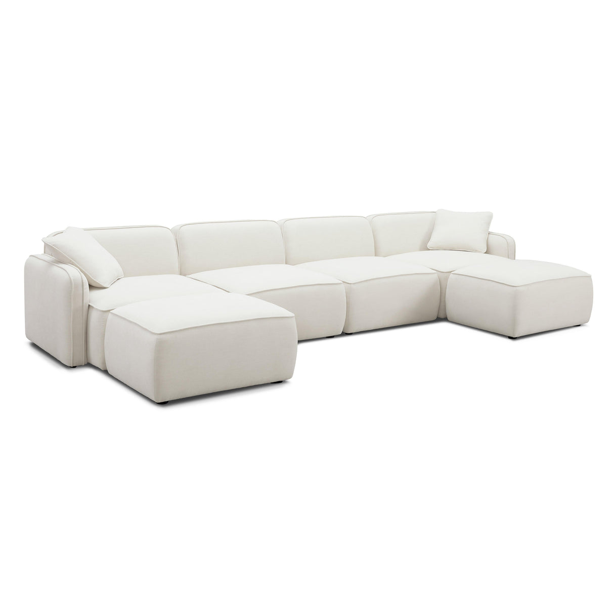 Travie 6-Piece Sand Upcycled Linen Modular U-Sectional