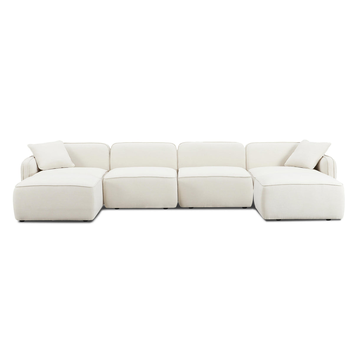 Travie 6-Piece Sand Upcycled Linen Modular U-Sectional