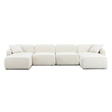 Travie 6-Piece Sand Upcycled Linen Modular U-Sectional