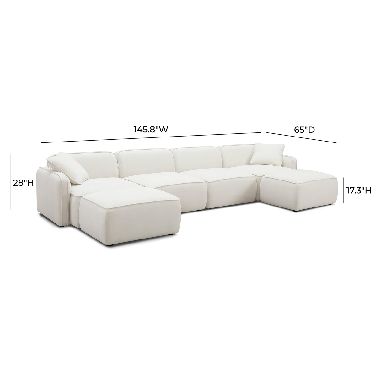 Travie 6-Piece Sand Upcycled Linen Modular U-Sectional