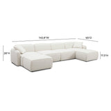 Travie 6-Piece Sand Upcycled Linen Modular U-Sectional