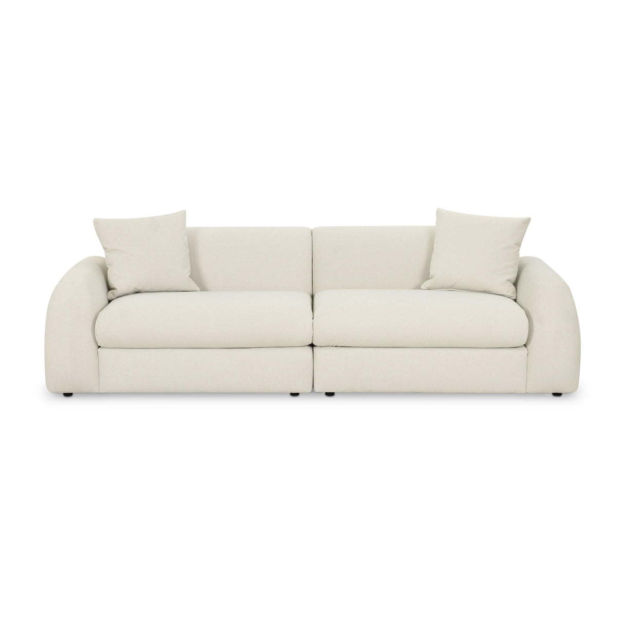 Kourtney 100" Cream Faux Mohair Sofa