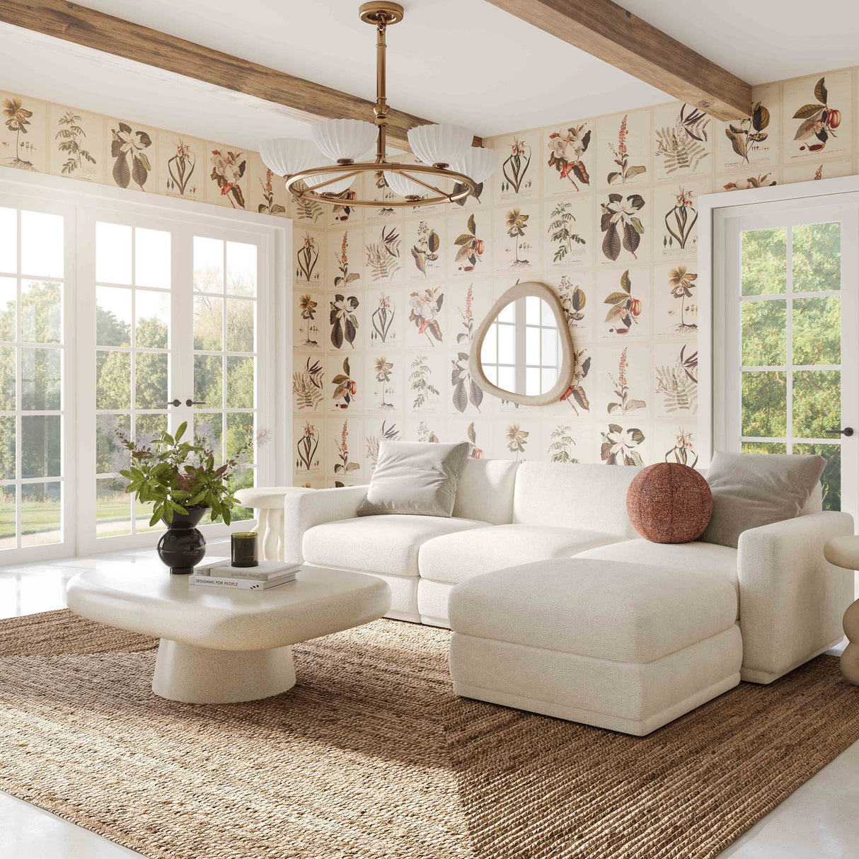 Perry 4-Piece Cream Chenille Modular Sectional