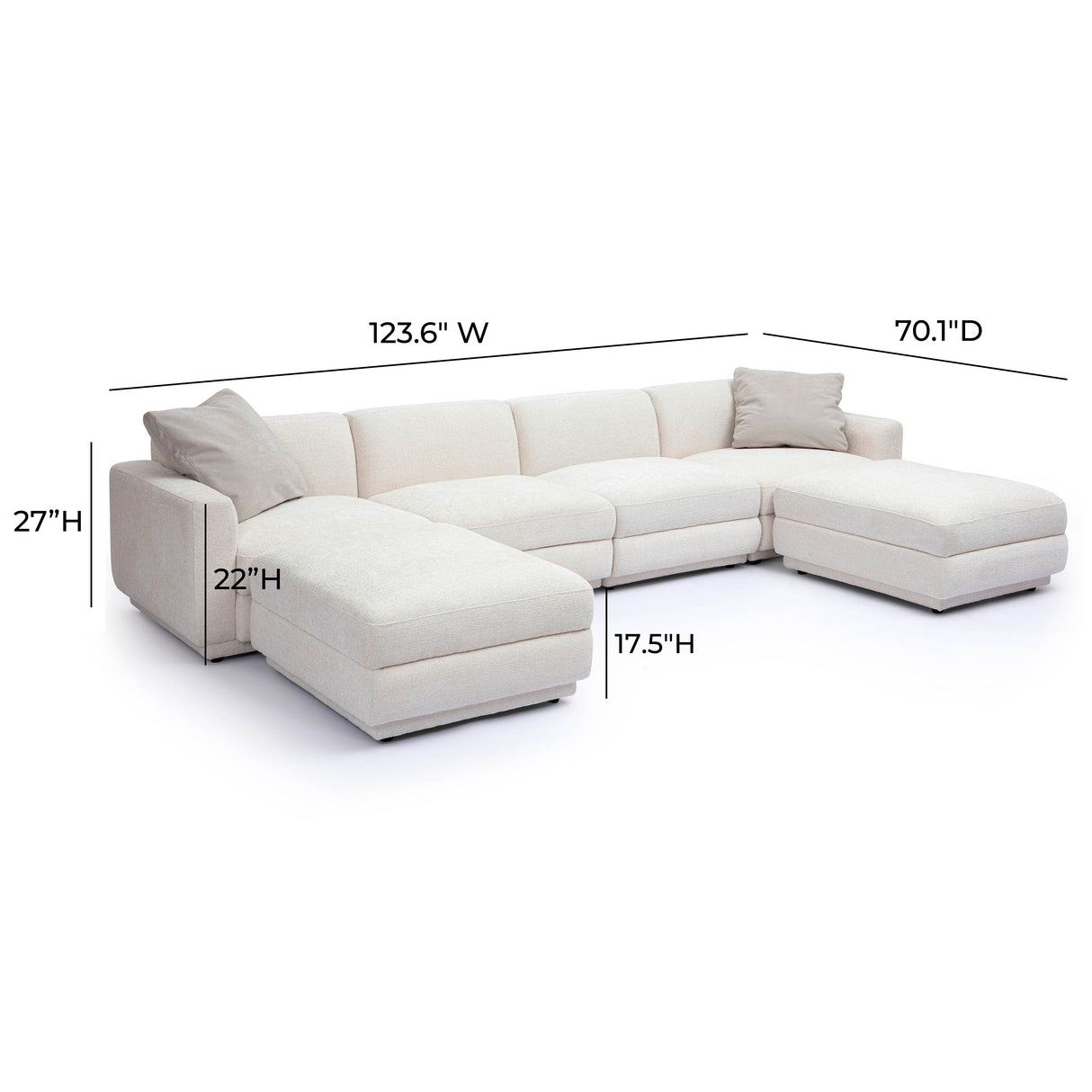 Perry 6-Piece Cream Chenille Modular U-Sectional