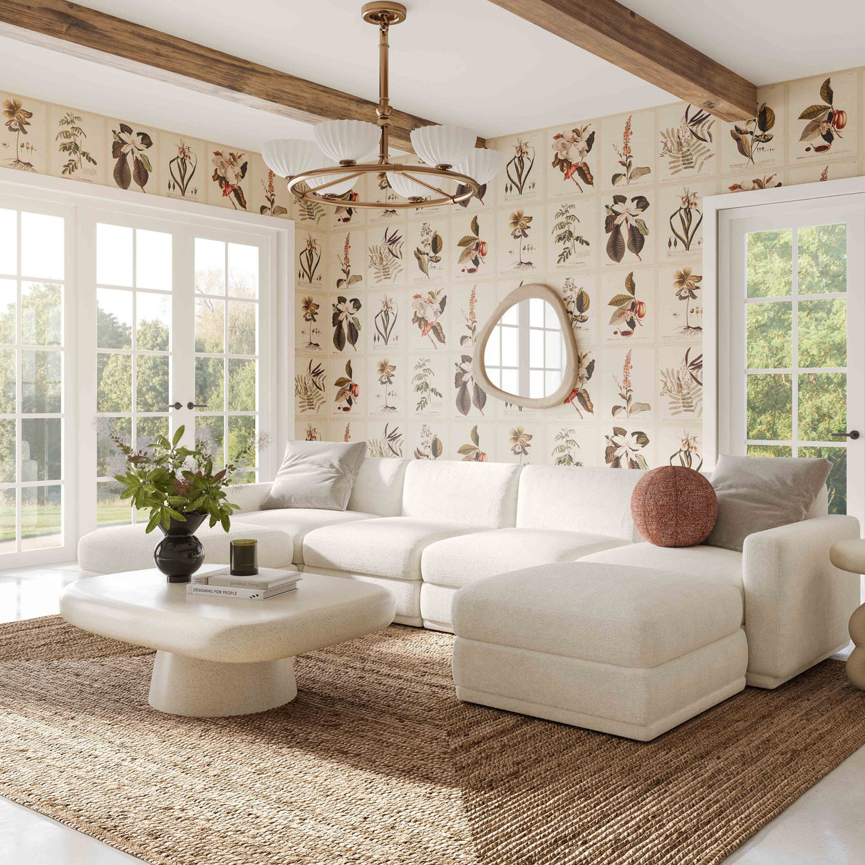 Perry 6-Piece Cream Chenille Modular U-Sectional