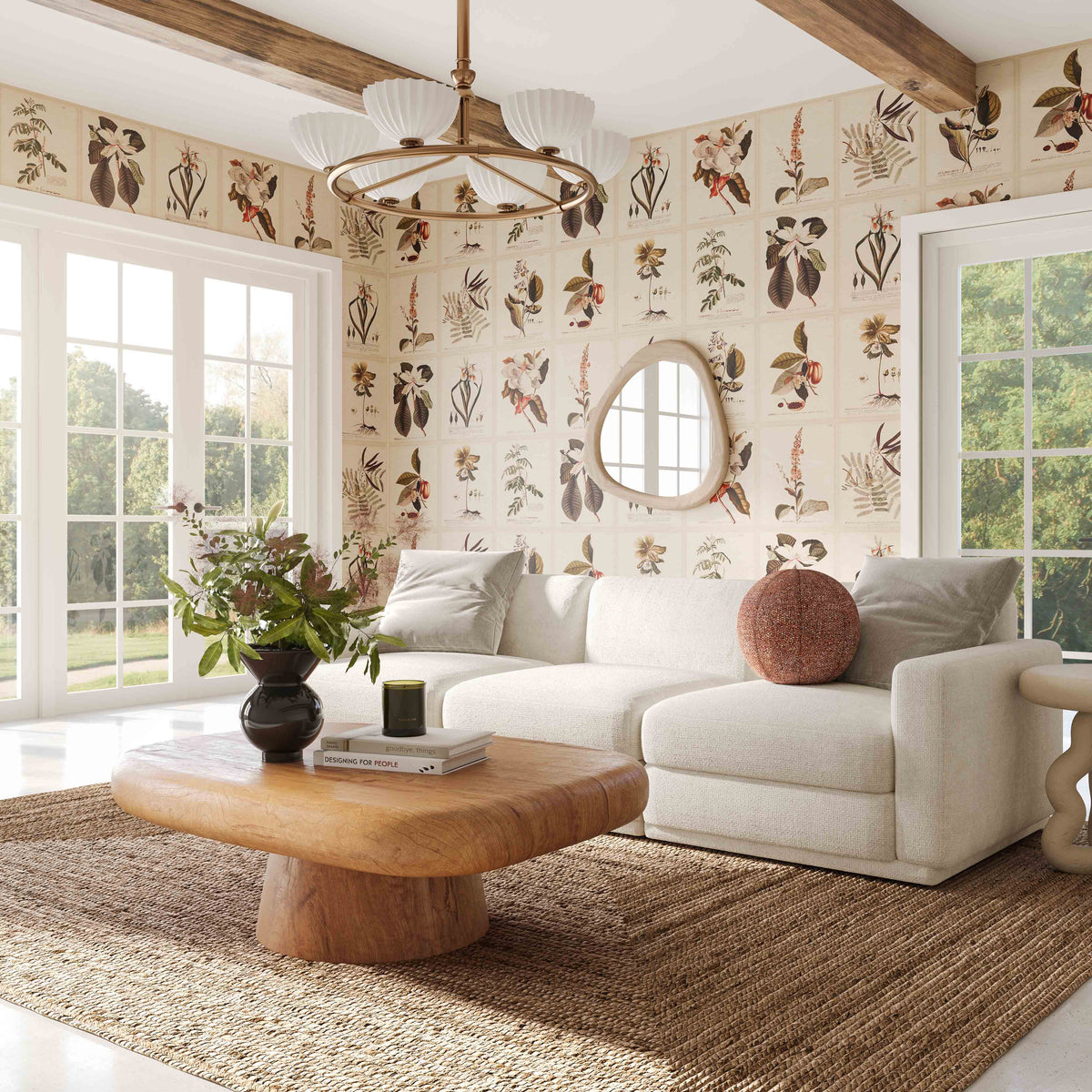 Perry 96" Cream Chenille Modular Sofa