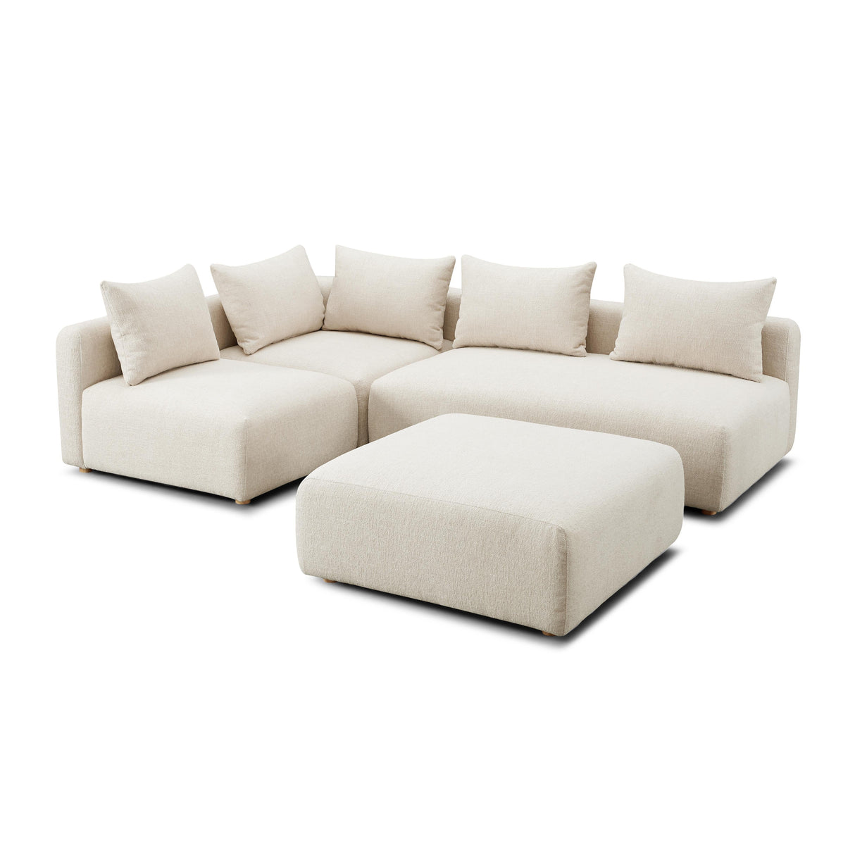 Hangover 4-Piece Heavy Textured Fabric Modular Chaise Sectional