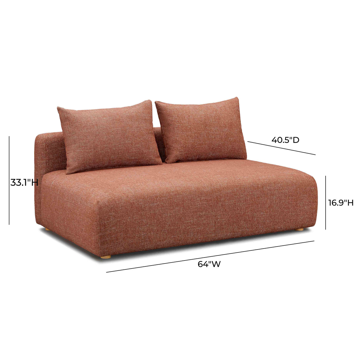 Hangover 64" Heavy Textured Fabric Modular Loveseat