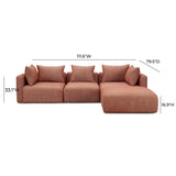 Hangover 4-Piece Heavy Textured Fabric Modular Sectional