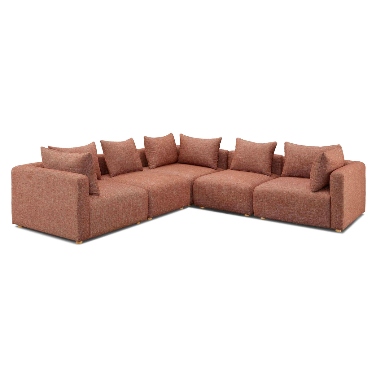 Hangover 5-Piece Textured Fabric Modular L-Sectional