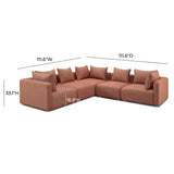 Hangover 5-Piece Textured Fabric Modular L-Sectional